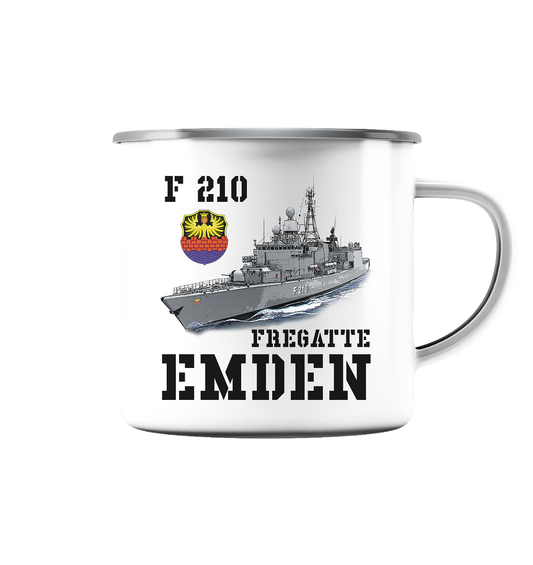 F210 Fregatte EMDEN - Emaille Tasse (Silber)