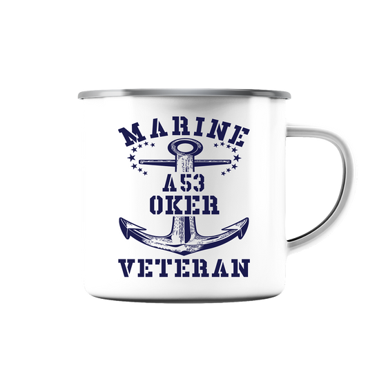 FD-Boot A53 OKER Marine Veteran - Emaille Tasse (Silber)