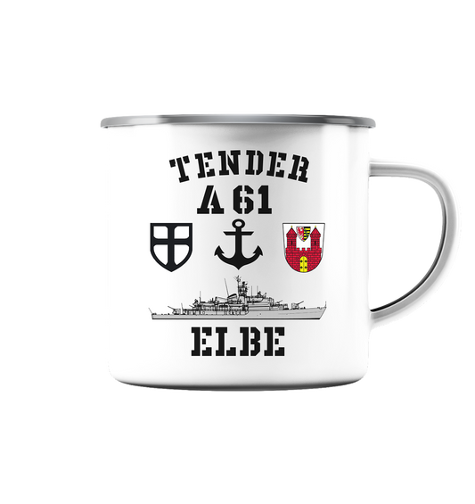 Tender A61 ELBE 7.SG ANKER - Emaille Tasse (Silber)
