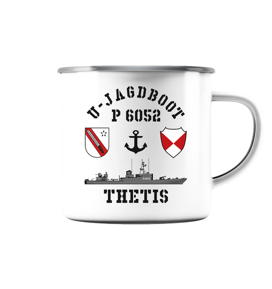 U-Jagdboot P6052 THETIS Anker - Emaille Tasse (Silber)