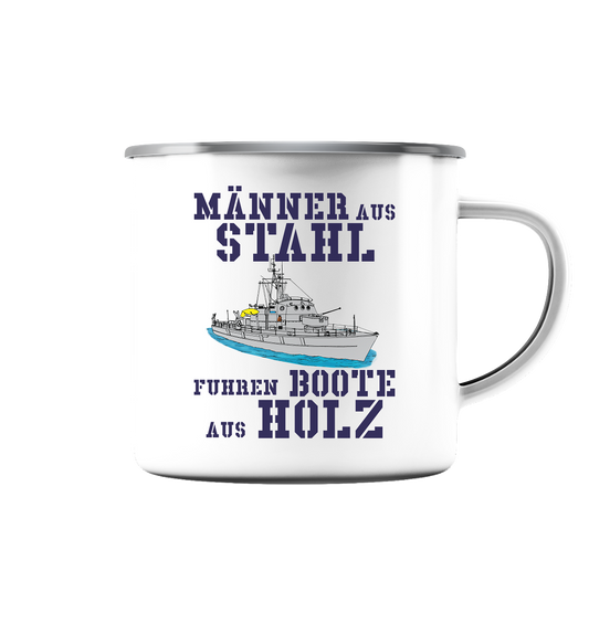 Männer aus Stahl...  BiMi - Emaille Tasse (Silber)