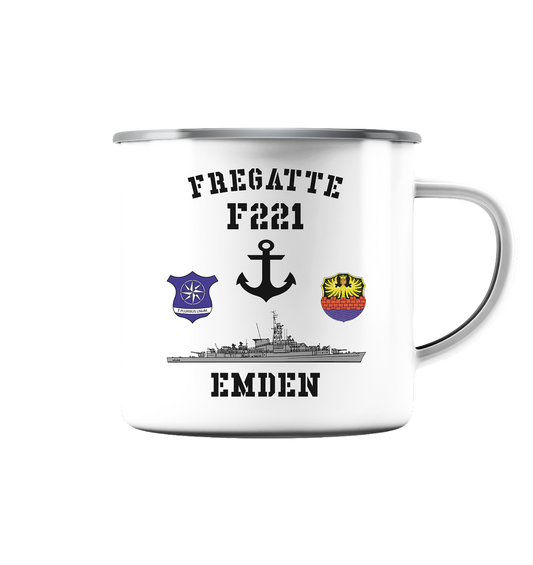 Fregatte F221 EMDEN Anker  - Emaille Tasse (Silber)