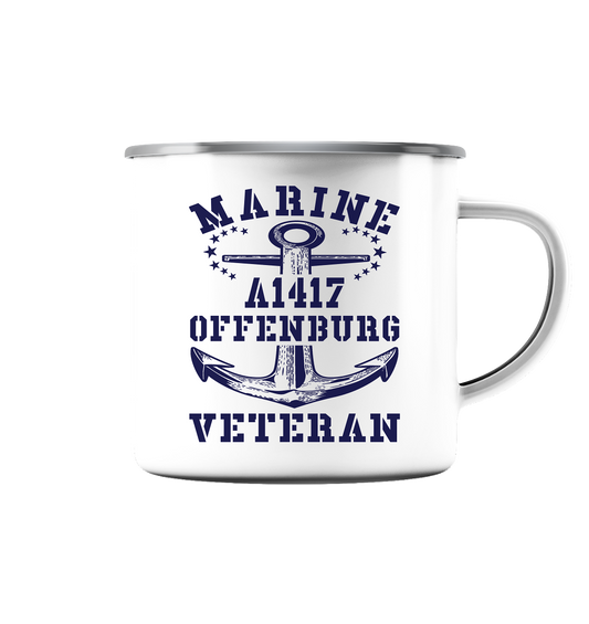 Troßschiff A1417 OFFENBURG Marine Veteran - Emaille Tasse (Silber)