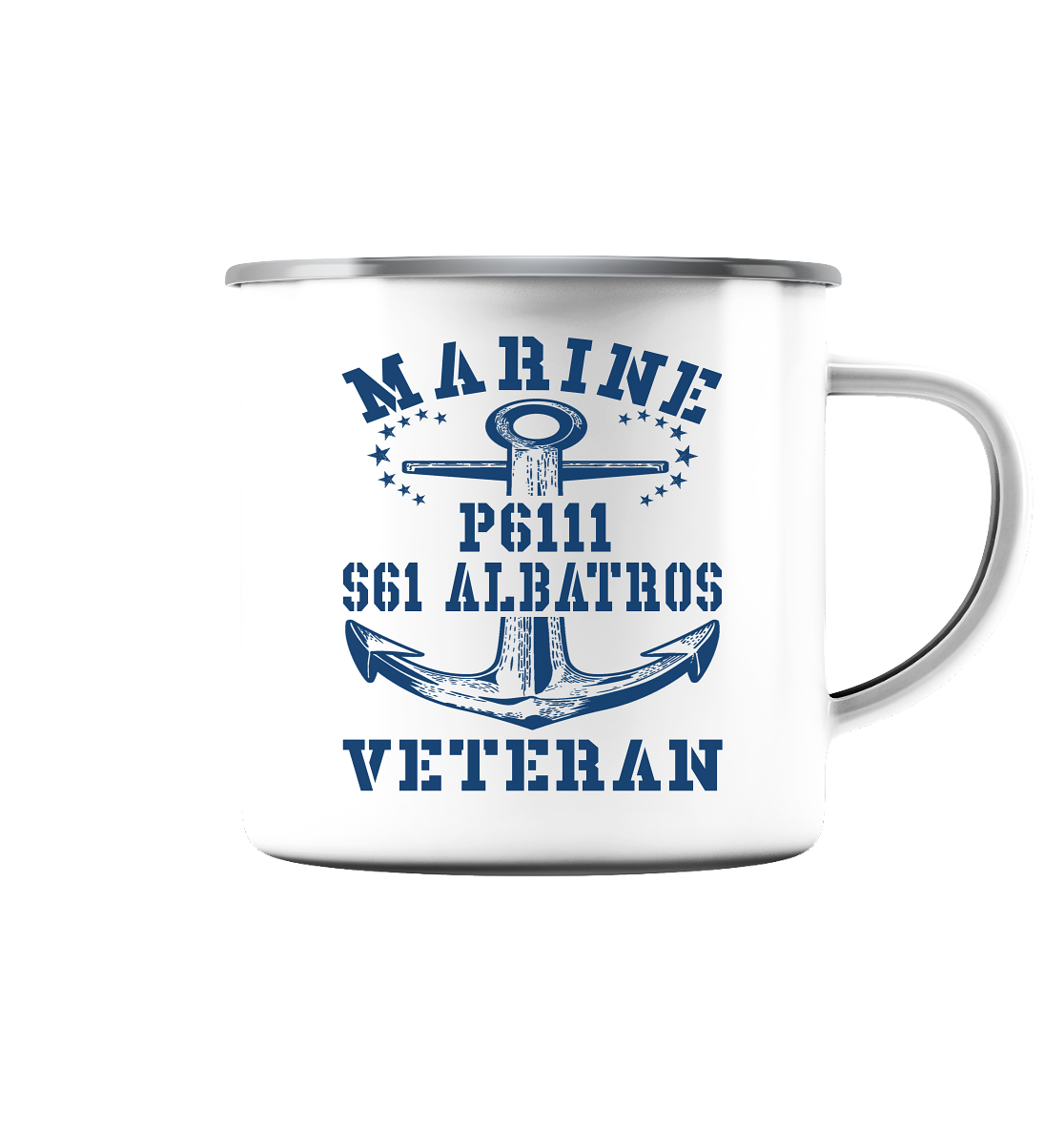 FK-Schnellboot P6111 ALBATROS Marine Veteran - Emaille Tasse (Silber)