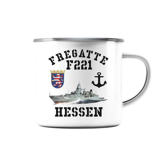 Fregatte F221 HESSEN Anker - Emaille Tasse (Silber)