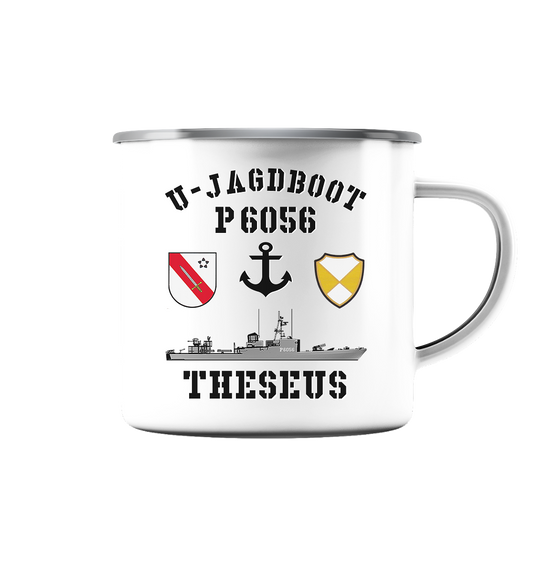 U-Jagdboot P6056 THESEUS Anker - Emaille Tasse (Silber)