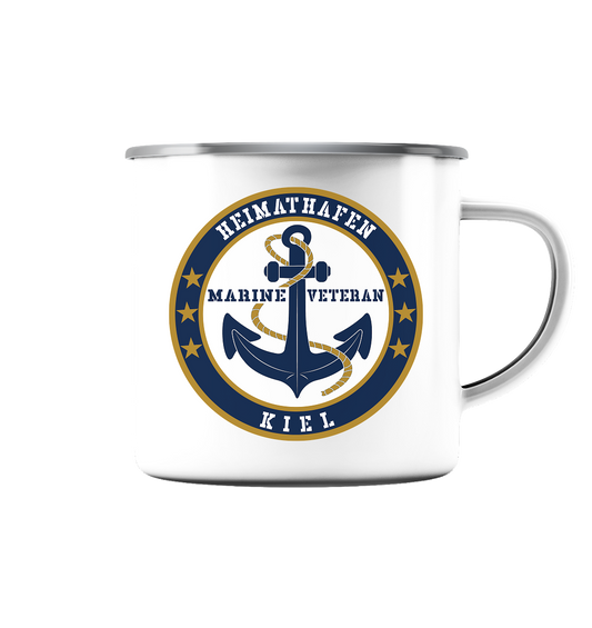 Marine Veteran Heimathafen KIEL - Emaille Tasse (Silber)