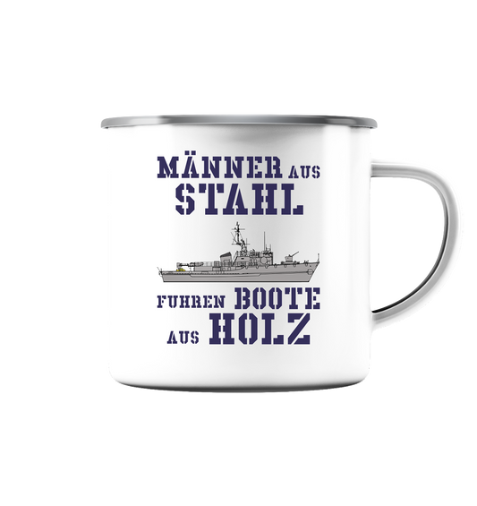 Männer aus Stahl...  Mij.-Boot LINDAU-Klasse - Emaille Tasse (Silber)
