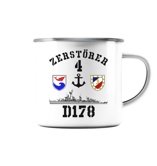D178 ZERSTÖRER 4 Anker   - Emaille Tasse (Silber)