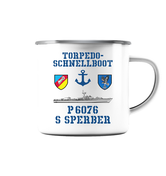 Torpedo-Schnellboot P6076 SPERBER Anker - Emaille Tasse (Silber)