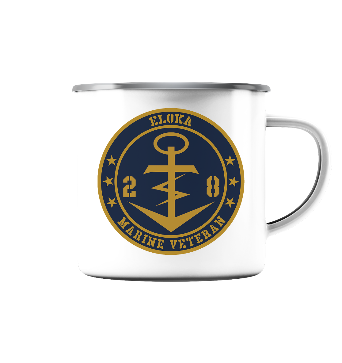 Marine Veteran 28er ELOKA - Emaille Tasse (Silber)