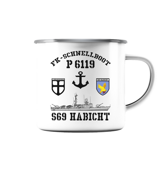 FK-Schnellboot P6119 HABICHT 7.SG Anker - Emaille Tasse (Silber)
