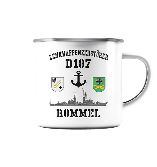 Lenkwaffenzerstörer D187 ROMMEL Anker - Emaille Tasse (Silber)