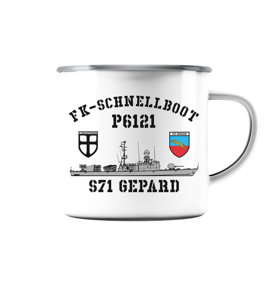 P6121 S71 GEPARD 7.SG  - Emaille Tasse (Silber)