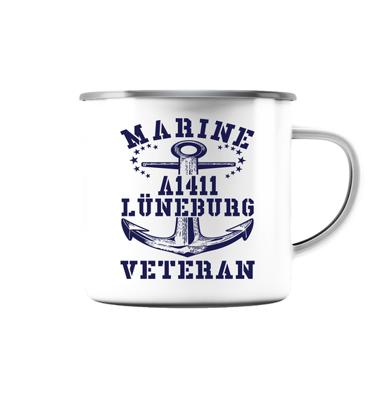 Troßschiff A1411 LÜNEBURG Marine Veteran - Emaille Tasse (Silber)