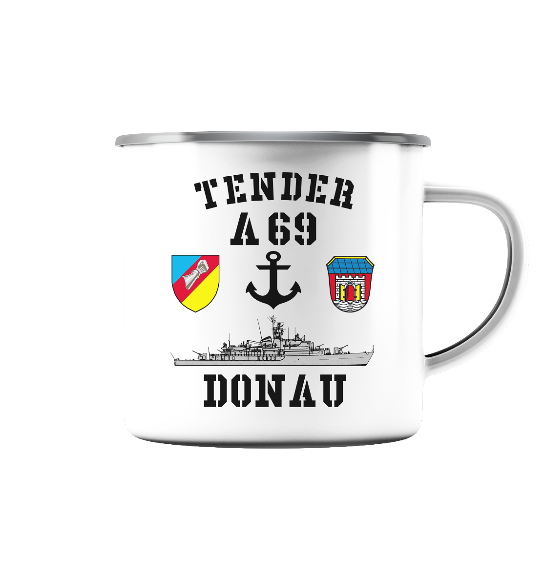 Tender A69 DONAU 2.SG Anker  - Emaille Tasse (Silber)