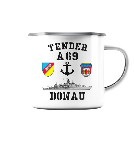 Tender A69 DONAU 2.SG Anker  - Emaille Tasse (Silber)