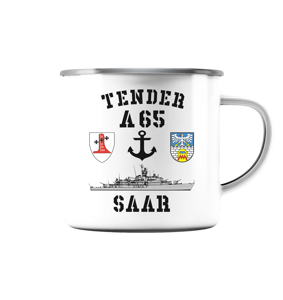 Tender A65 SAAR 1.MSG ANKER  - Emaille Tasse (Silber)