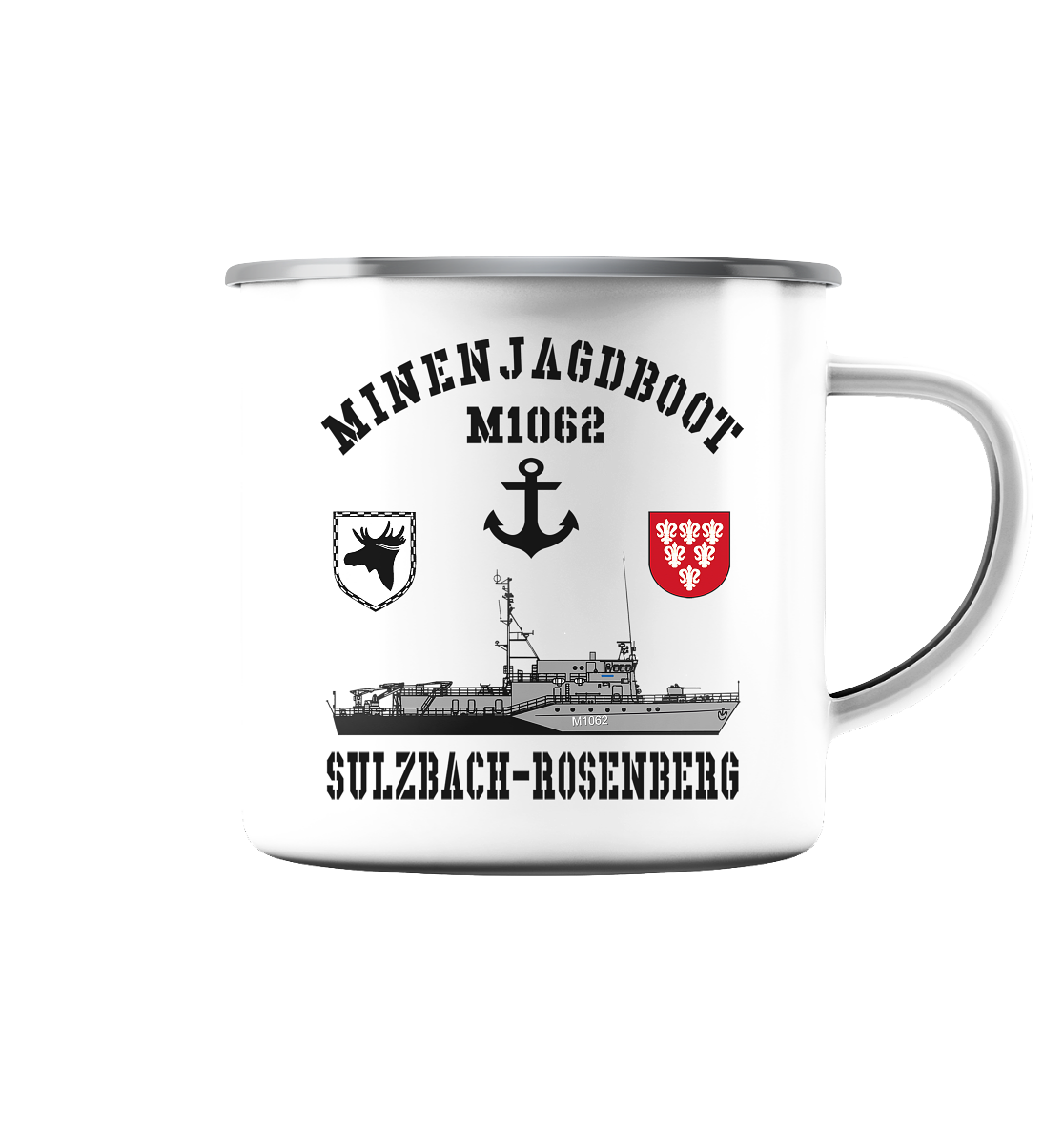 Mij.-Boot M1062 SULZBACH-ROSENBERG Anker 3.MSG - Emaille Tasse (Silber)