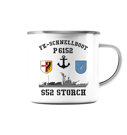 FK-Schnellboot P6152 STORCH Anker - Emaille Tasse (Silber)