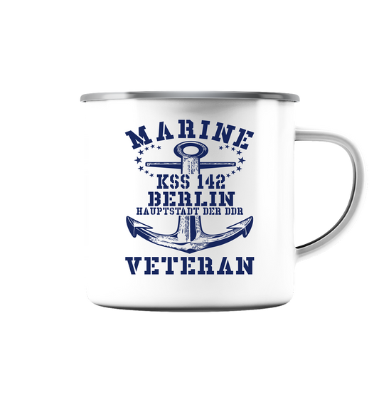 KSS 142 BERLIN - HAUPTSTADT DER DDR Marine Veteran - Emaille Tasse (Silber)