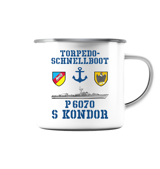 Torpedo-Schnellboot P6070 KONDOR Anker - Emaille Tasse (Silber)