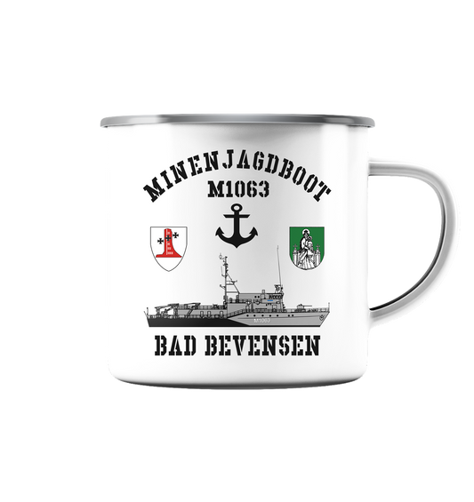Mij.-Boot M1063 BAD BEVENSEN Anker 1.MSG - Emaille Tasse (Silber)