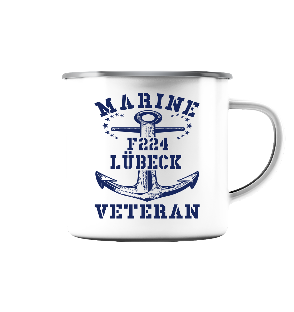 MV Fregatte F224 LÜBECK - Emaille Tasse (Silber)