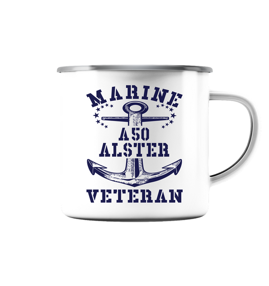 FD-Boot A50 ALSTER Marine Veteran - Emaille Tasse (Silber)