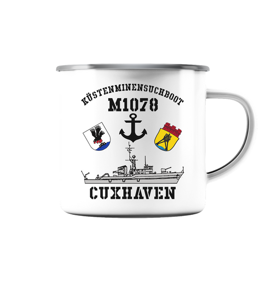 KM-Boot M1078 CUXHAVEN - Emaille Tasse (Silber)