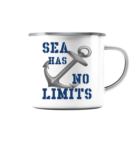 Sea has no limits - Emaille Tasse (Silber)