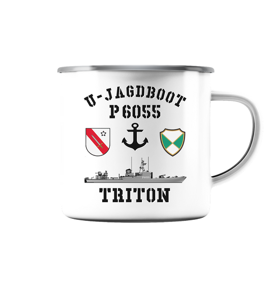 U-Jagdboot P6055 TRITON Anker - Emaille Tasse (Silber)