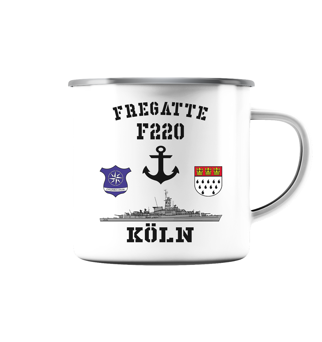 Fregatte F220 KÖLN Anker - Emaille Tasse (Silber)