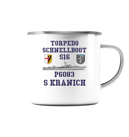 Torpedo-Schnellboot P6083 S16 KRANICH - Emaille Tasse (Silber)