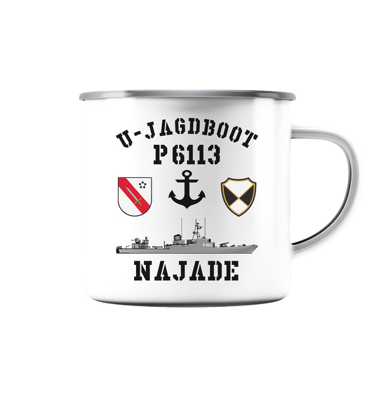 U-Jagdboot P6113 NAJADE Anker - Emaille Tasse (Silber)
