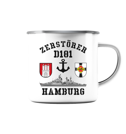 Zerstörer D181 HAMBURG Anker - Emaille Tasse (Silber)