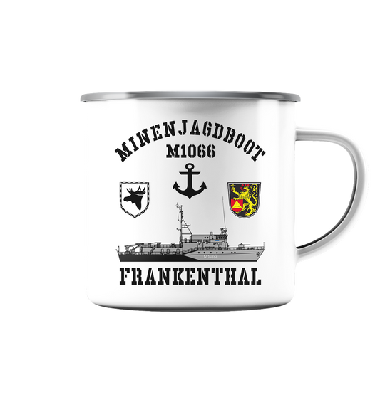 Mij.-Boot M1066 FRANKENTHAL Anker 3.MSG - Emaille Tasse (Silber)