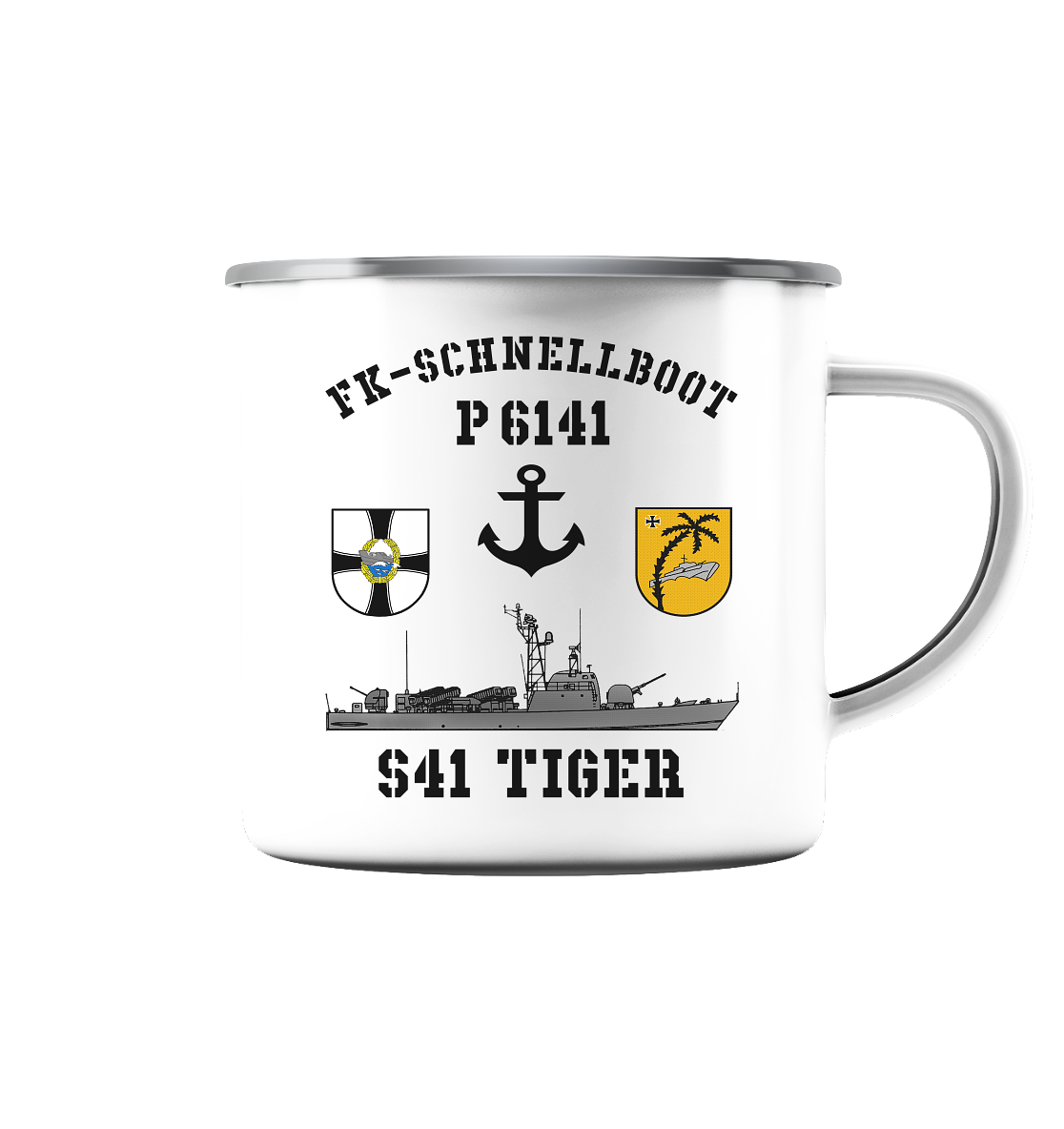 P6141 S41 TIGER  - Emaille Tasse (Silber)