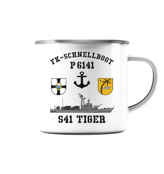 P6141 S41 TIGER  - Emaille Tasse (Silber)