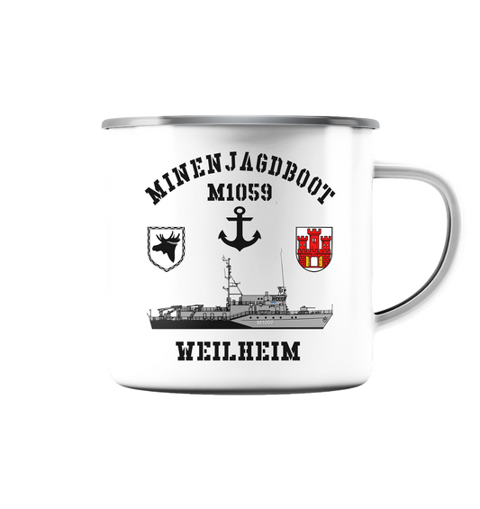 Mij.-Boot M1059 WEILHEIM Anker 3.MSG - Emaille Tasse (Silber)