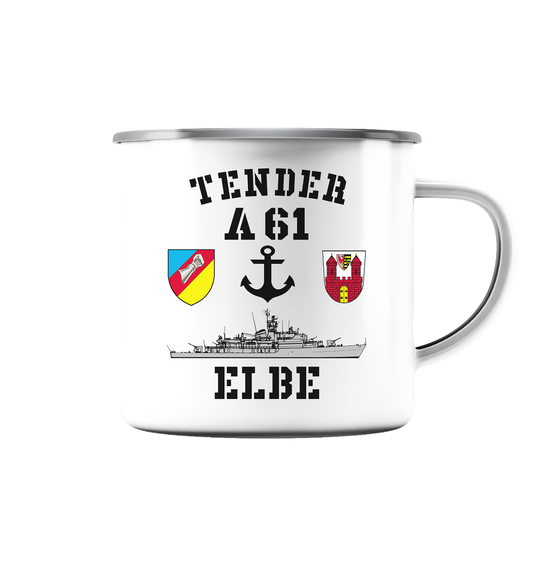 Tender A61 ELBE 2.SG ANKER - Emaille Tasse (Silber)