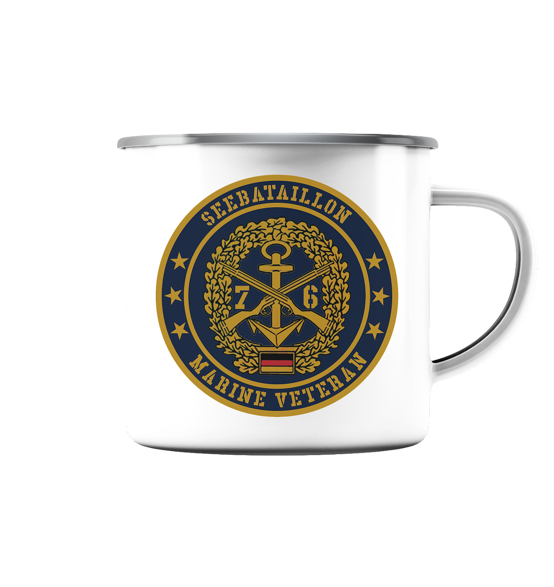 Marine Veteran 76er Seebataillon - Emaille Tasse (Silber)