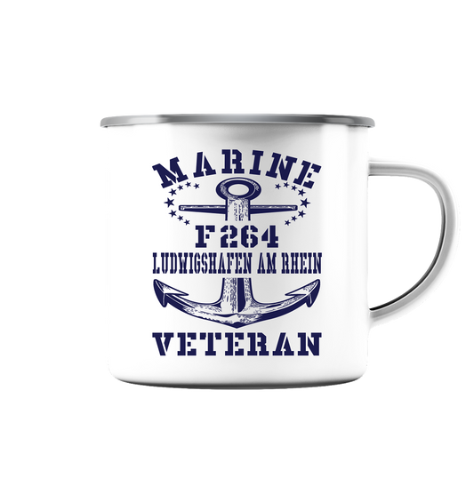 Korvette F264 LUDWIGSHAFEN AM RHEIN Marine Veteran - Emaille Tasse (Silber)