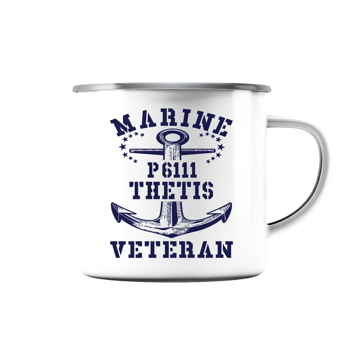 U-Jagdboot P6111 THETIS Marine Veteran - Emaille Tasse (Silber)