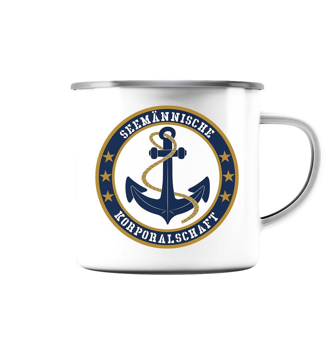Seemännische KORPORALSCHAFT - Emaille Tasse (Silber)