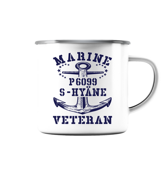 P6099 S-HYÄNE Marine Veteran - Emaille Tasse (Silber)