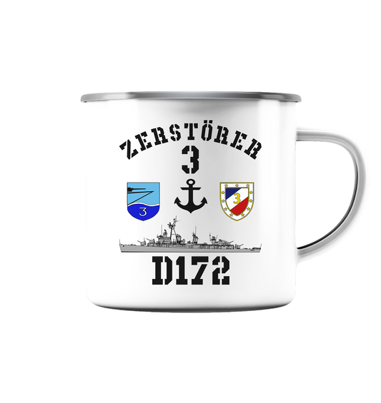 D172 ZERSTÖRER 3 Anker  - Emaille Tasse (Silber)