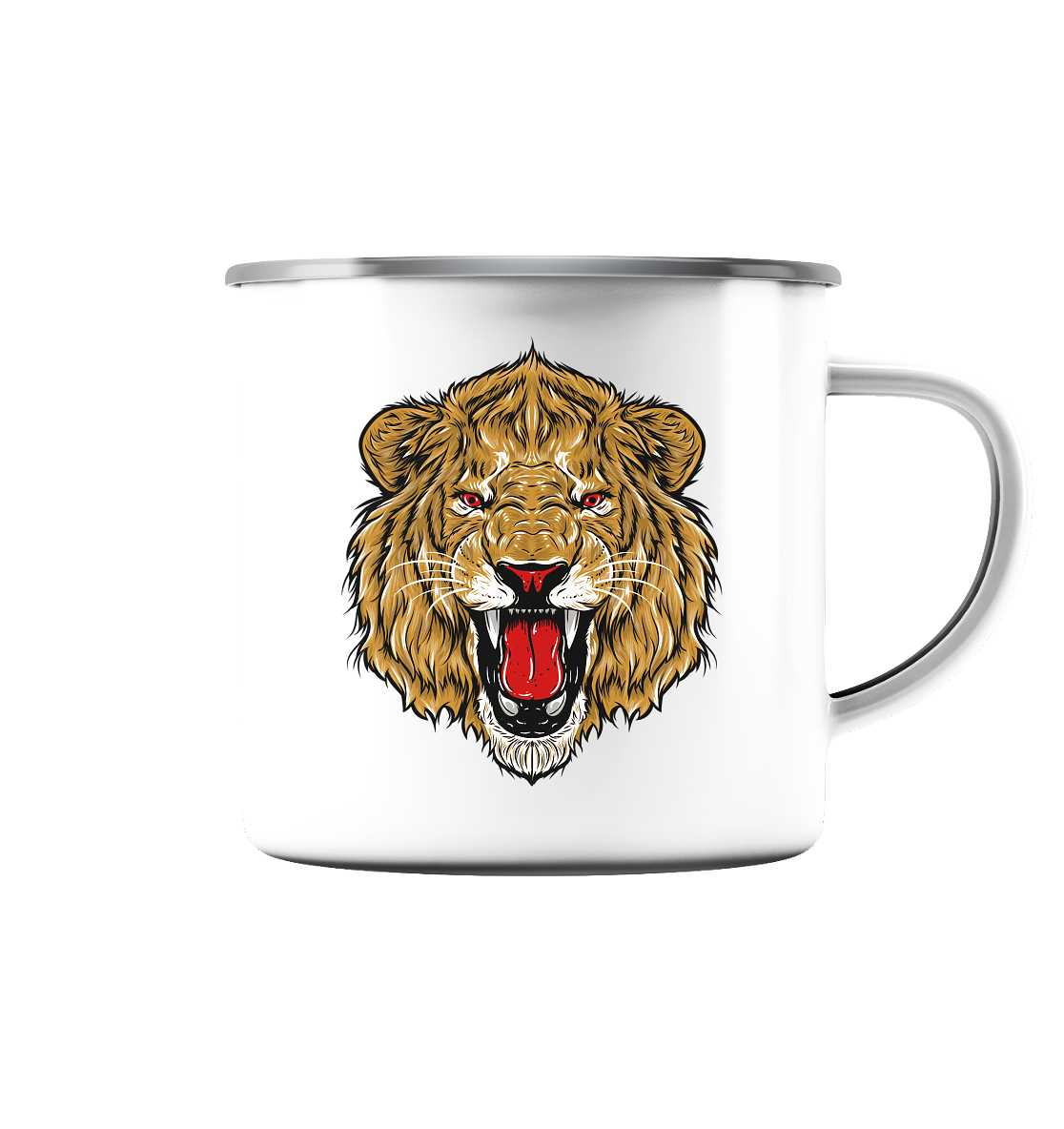 Löwe - Emaille Tasse (Silber)
