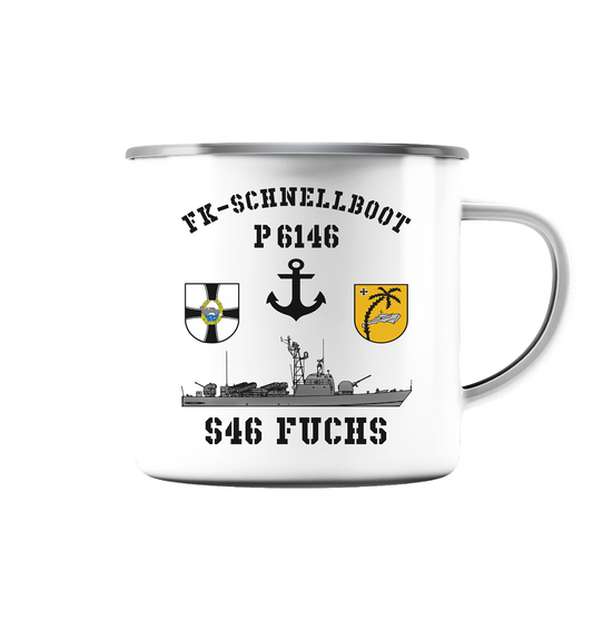 P6146 S46 FUCHS - Emaille Tasse (Silber)