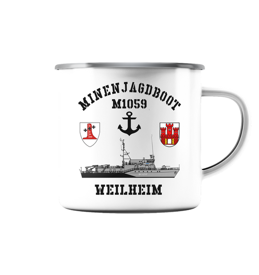 Mij.-Boot M1059 WEILHEIM Anker 1.MSG - Emaille Tasse (Silber)